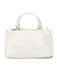 Calvin Klein Shopper mit Logo-Schild Weiß