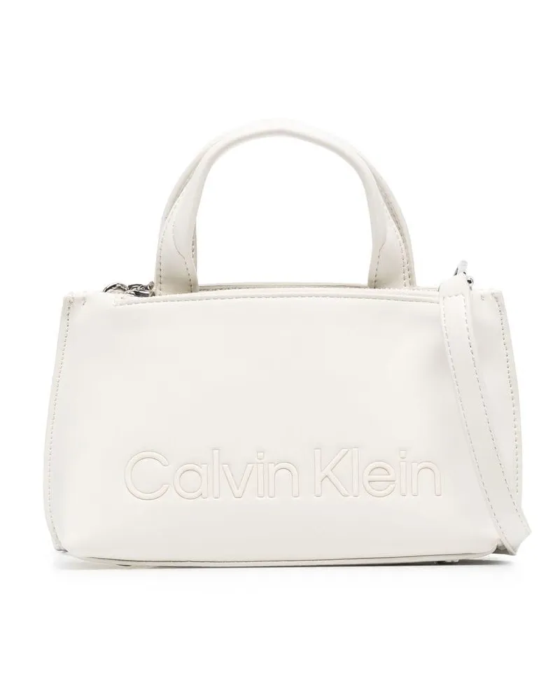 Calvin Klein Shopper mit Logo-Schild Weiß