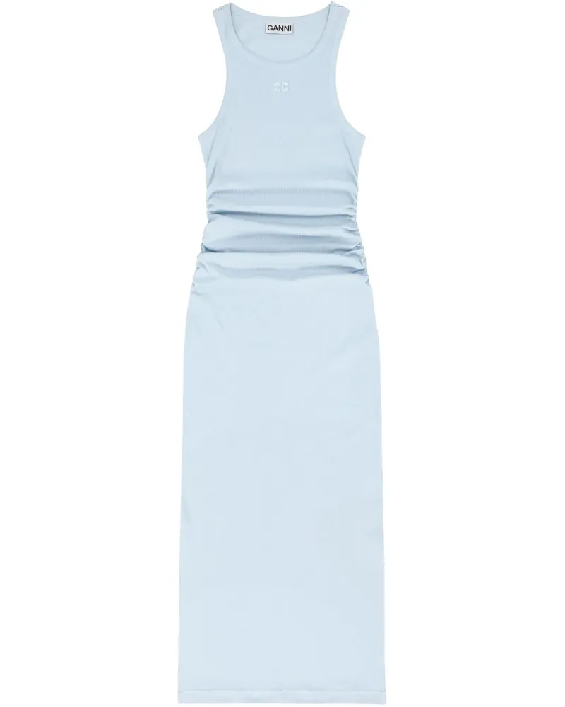 Ganni Geripptes Maxi-Trägerkleid - Blau Blau