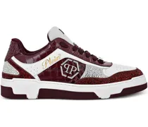 Mix Sneakers mit Kroko-Effekt - Rot