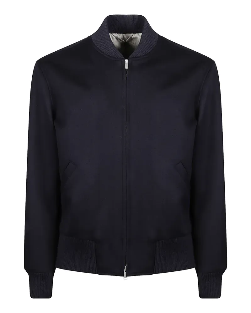 LARDINI ribbed-trim wool bomber jacket - Blau Blau