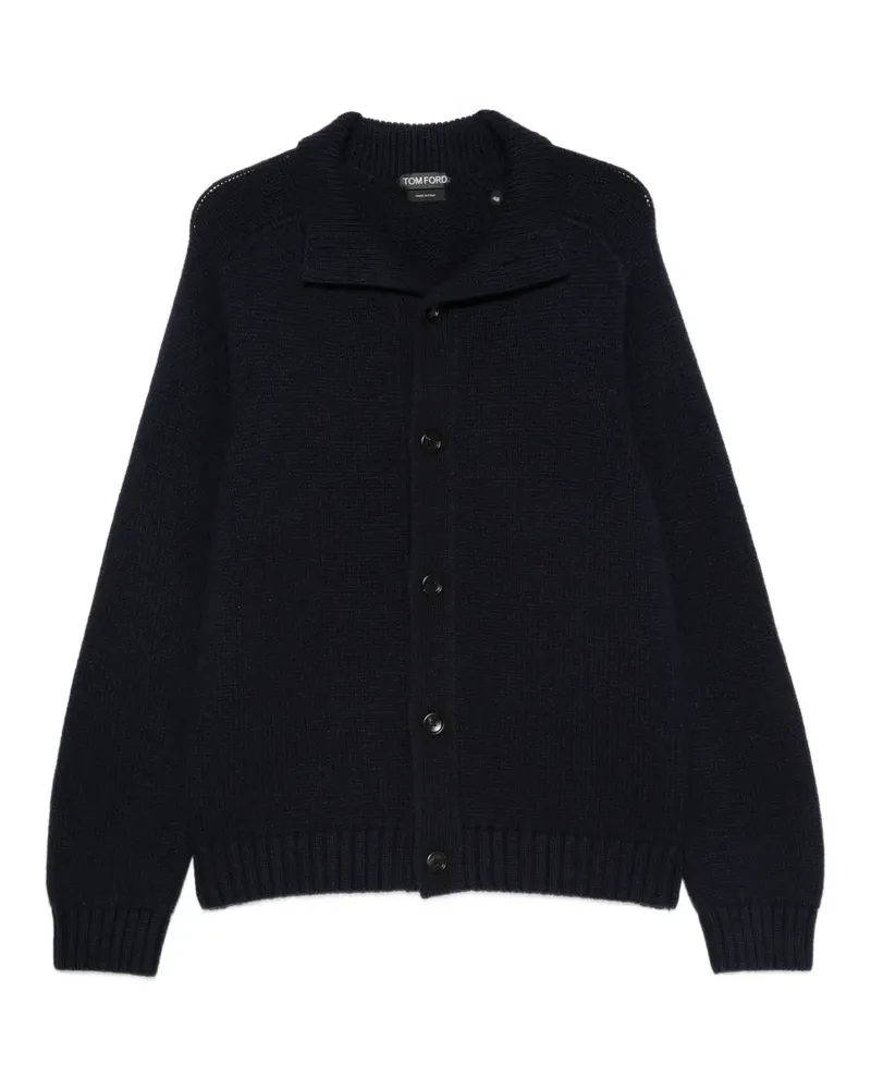 Tom Ford ribbed-knit shawl-collar cardigan - Blau Blau