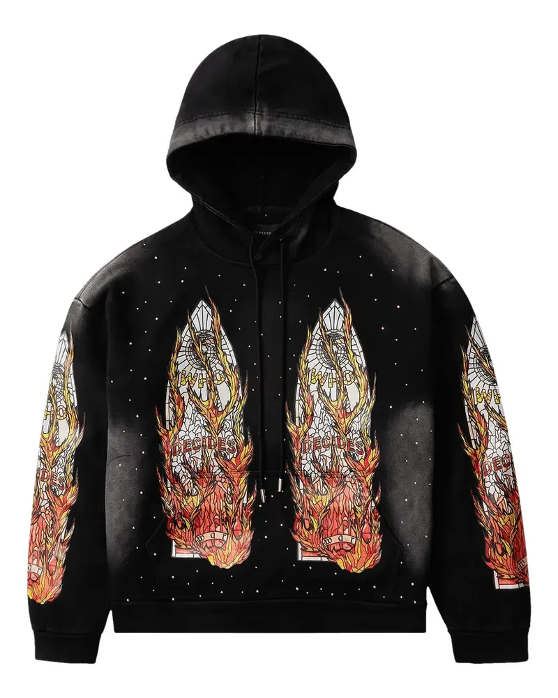 WHO DECIDES WAR Flames Glass Hoodie - Schwarz Schwarz