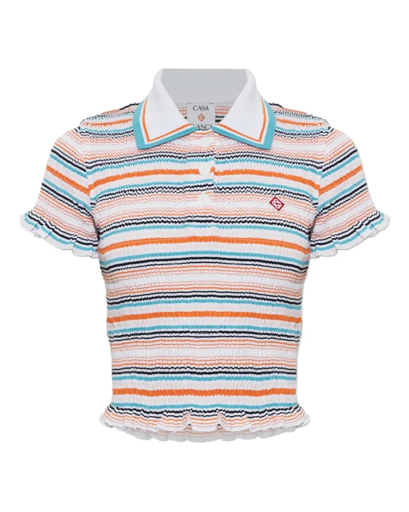 Casablanca Paris striped cotton polo shirt - Weiß Weiß