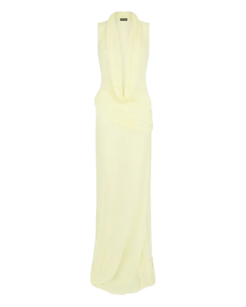 David Koma Drapiertes Abendkleid mit Wasserfallkragen - Gelb Gelb