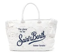 Vanity Volant Tote Bag mit Stickerei - Weiß