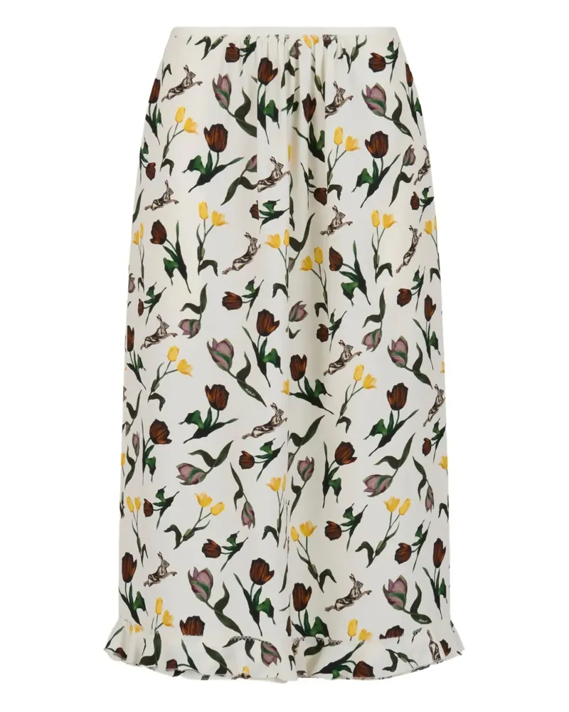 Marni Midirock mit Blumen-Print - Weiß Weiß