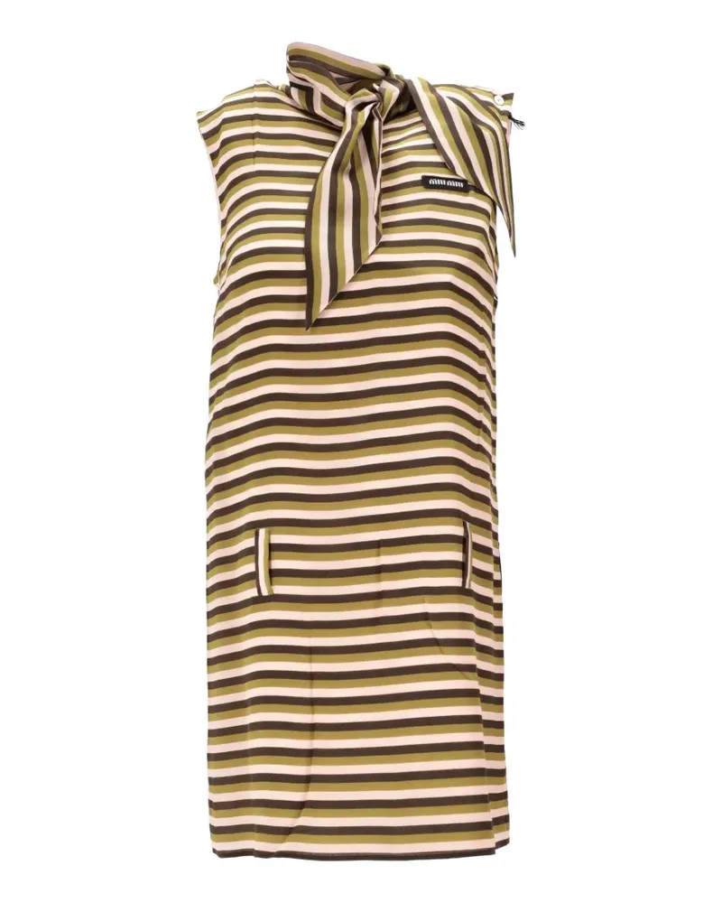 Miu Miu striped tie-neck mini dress - Grün Grün