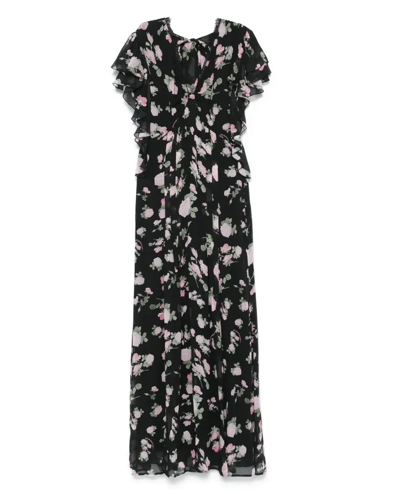 Ermanno Scervino Kleid mit Blumen-Print - Schwarz Schwarz