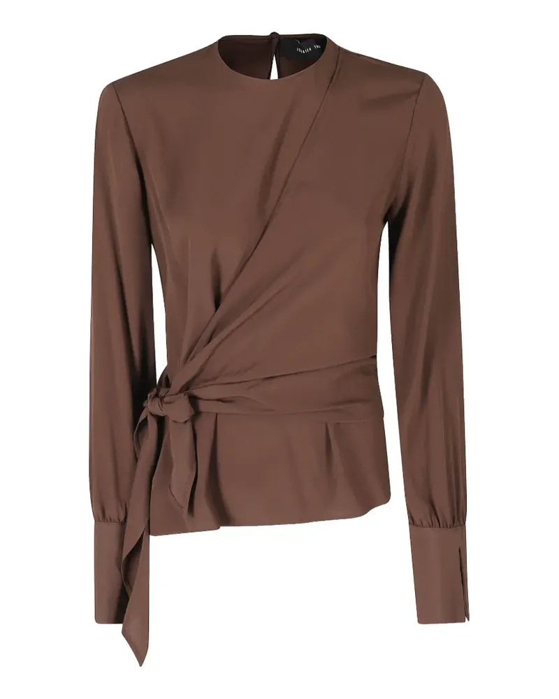 Federica Tosi Wickelbluse mit Schleifenverschluss - Braun Braun