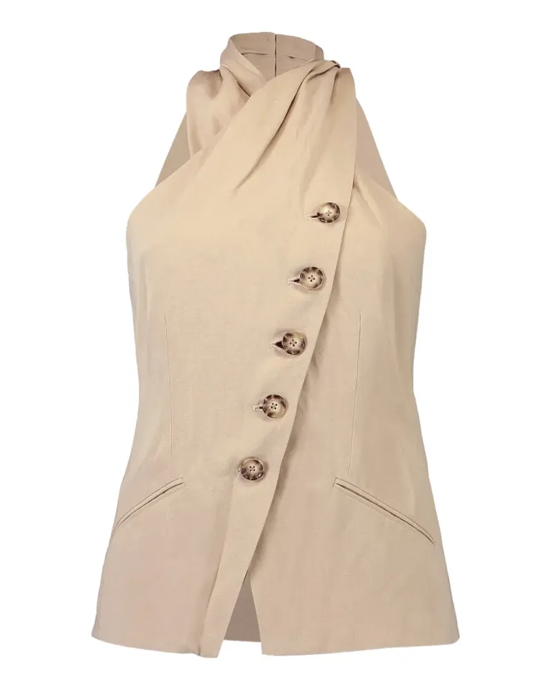 Veronica Beard asymmetric halterneck top - Nude Nude