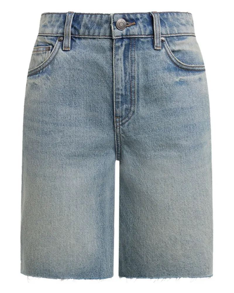 12 STOREEZ Jeans-Shorts mit Fransen - Blau Blau