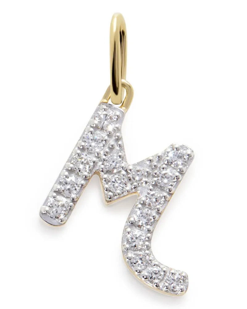 Monica Vinader 14kt Gelbgoldhalskette mit M-Anhänger mit Diamant Gold