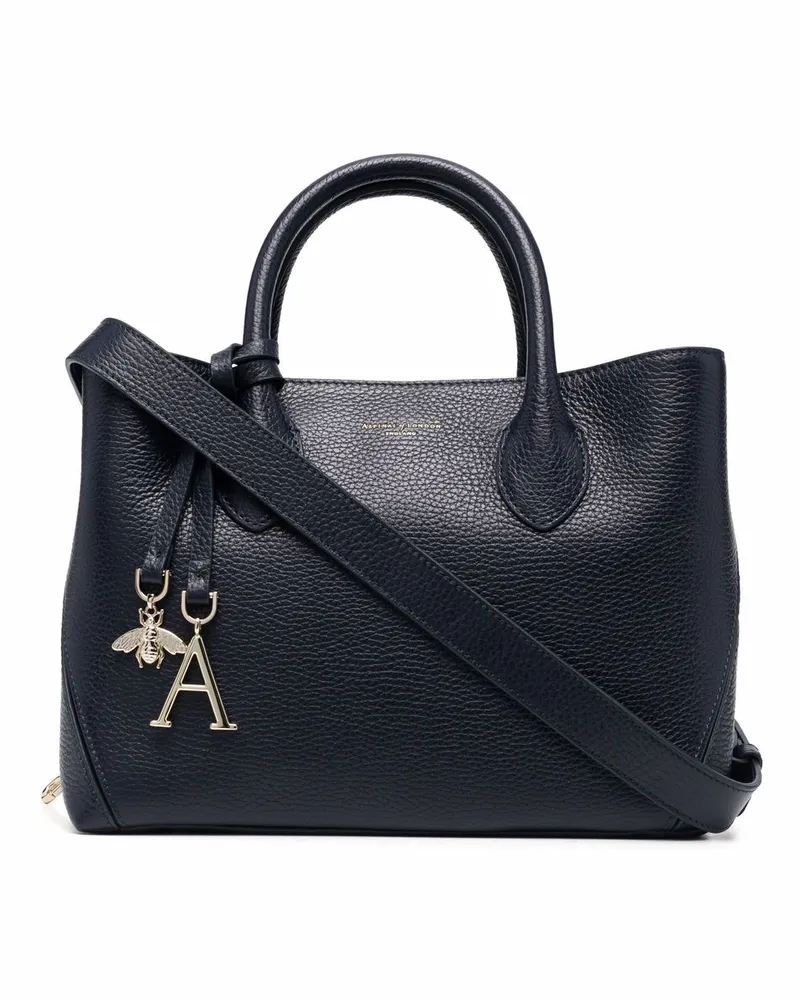 Aspinal of London Midi London Handtasche aus gekörnter Textur - Blau Blau