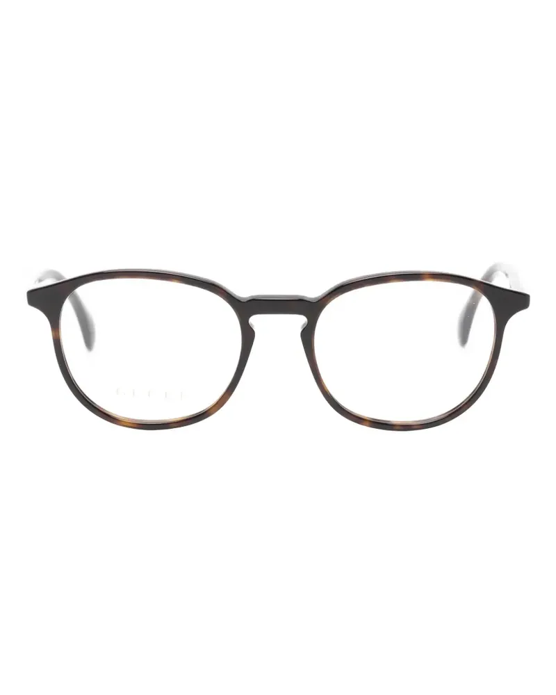 Gucci Runde Brille in Schildpattoptik - Braun Braun