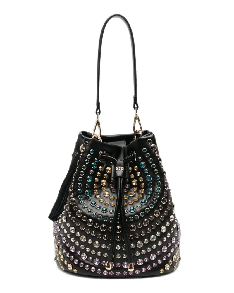 LA CARRIE stud-embellished leather bucket bag - Schwarz Schwarz