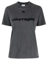 Courrèges T-Shirt mit Logo-Patch Grau