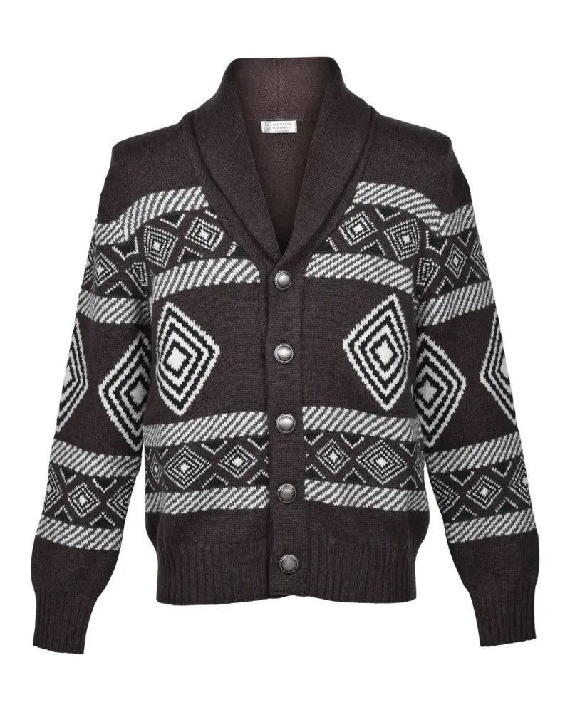 Brunello Cucinelli patterned cashmere cardigan - Braun Braun