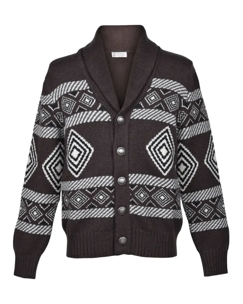Brunello Cucinelli patterned cashmere cardigan - Braun Braun