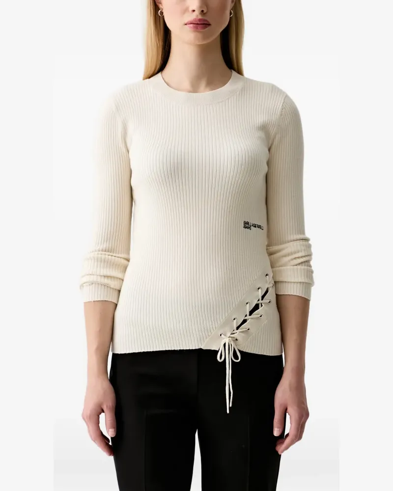 Karl Lagerfeld lace-up ribbed sweater - Nude Nude