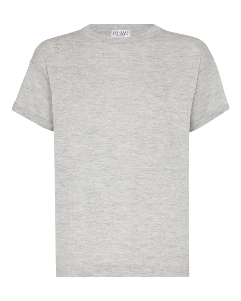 Brunello Cucinelli Gestricktes T-Shirt - Grau Grau