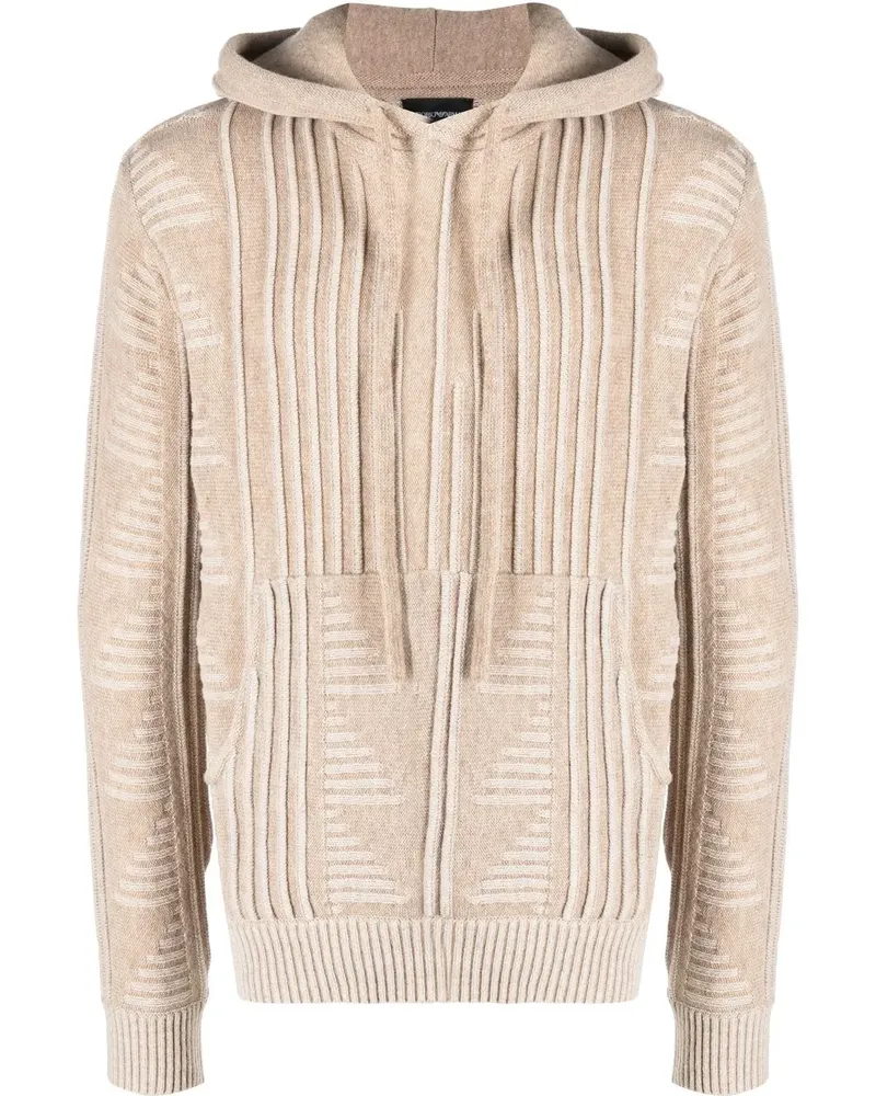 Emporio Armani Hoodie aus geripptem Strick - Nude Nude