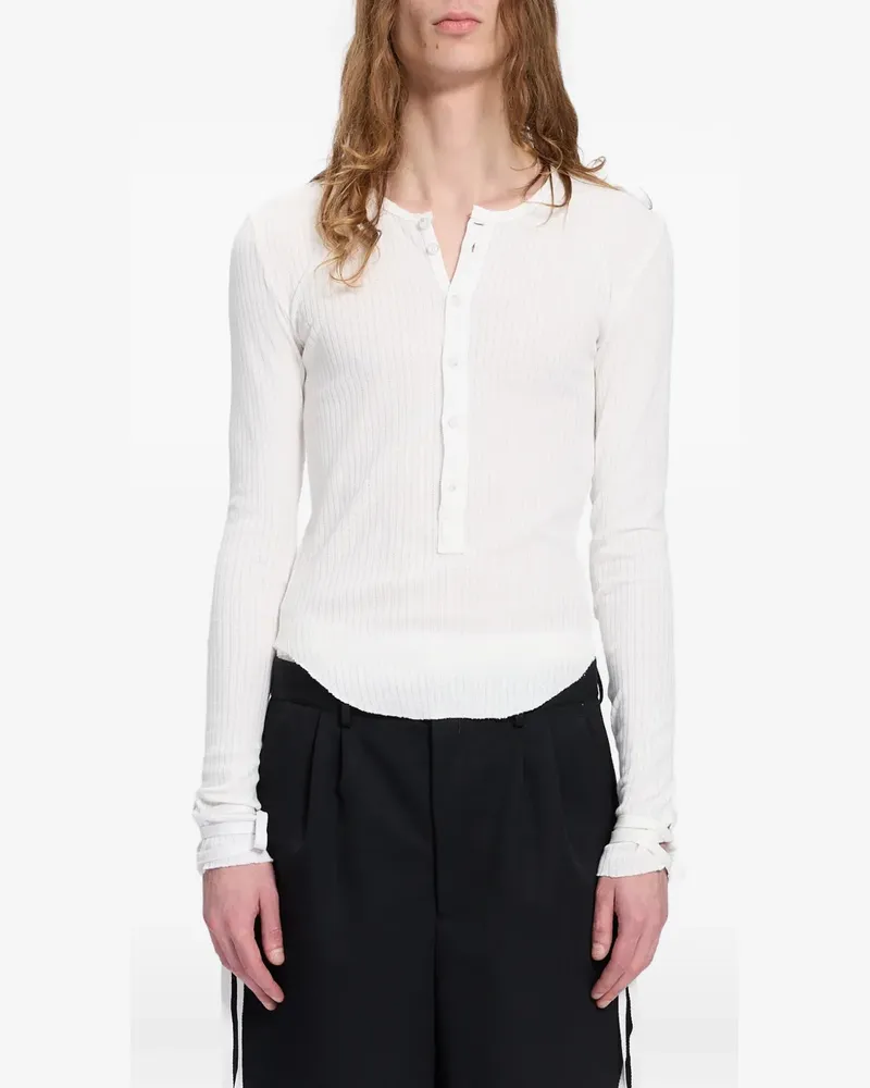 Ann Demeulemeester T-Shirt in Pointelle-Optik - Weiß Weiß
