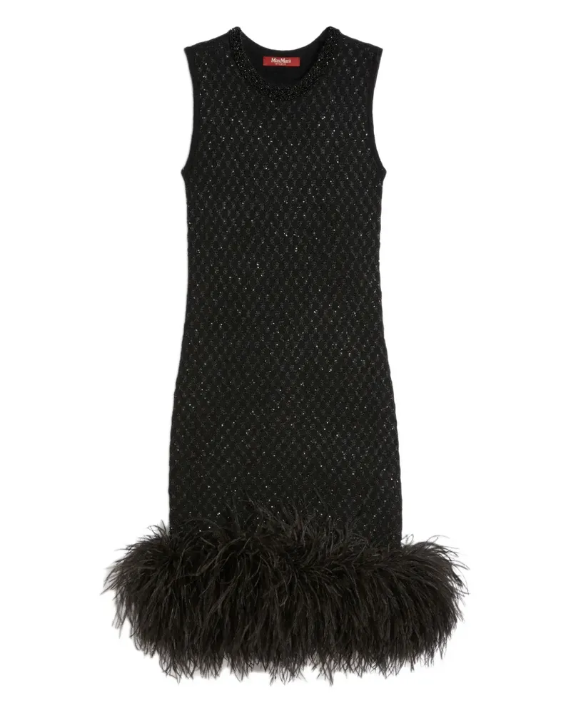 Max Mara Novara Midikleid mit Perlen - Schwarz Schwarz