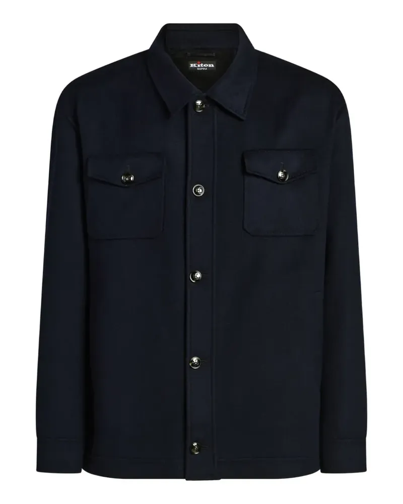 Kiton Langärmlige Hemdjacke mit Klappentasche - Blau Blau