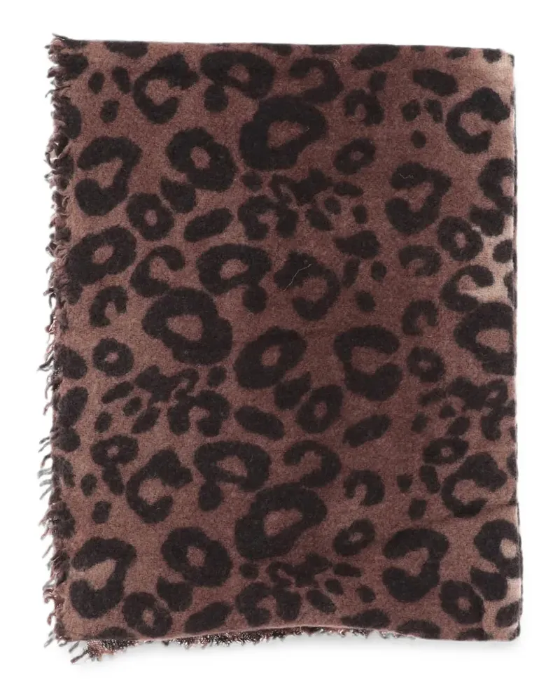 Faliero Sarti leopard-print fringed scarf - Braun Braun
