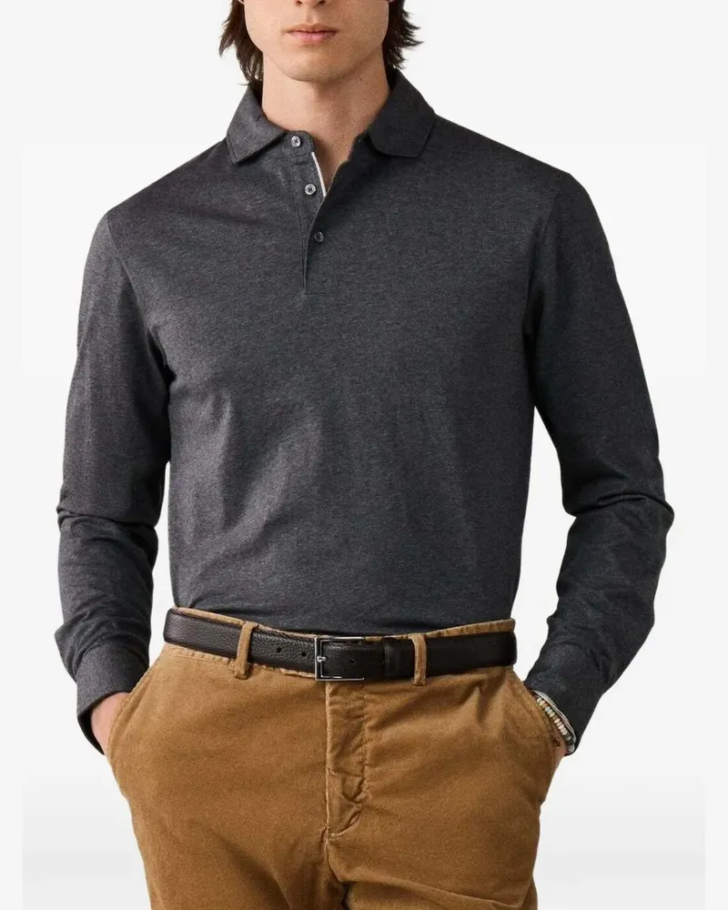 Hackett Poloshirt mit langen Ärmeln - Grau Grau
