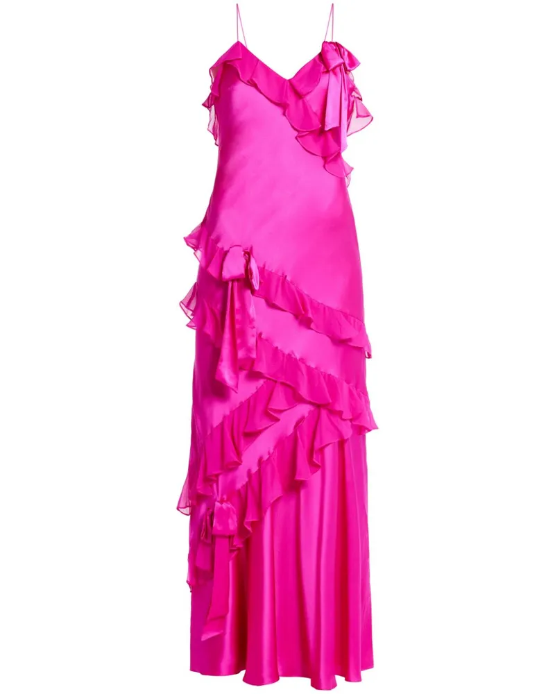 LoveShackFancy Maxikleid mit Rüschen - Rosa Rosa