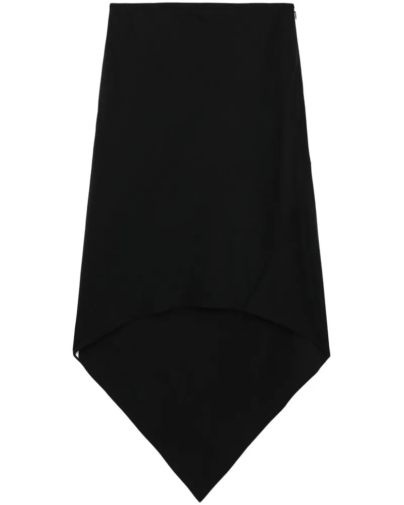 Helmut Lang High-Waist-Midirock mit asymmetrischem Saum - Schwarz Schwarz