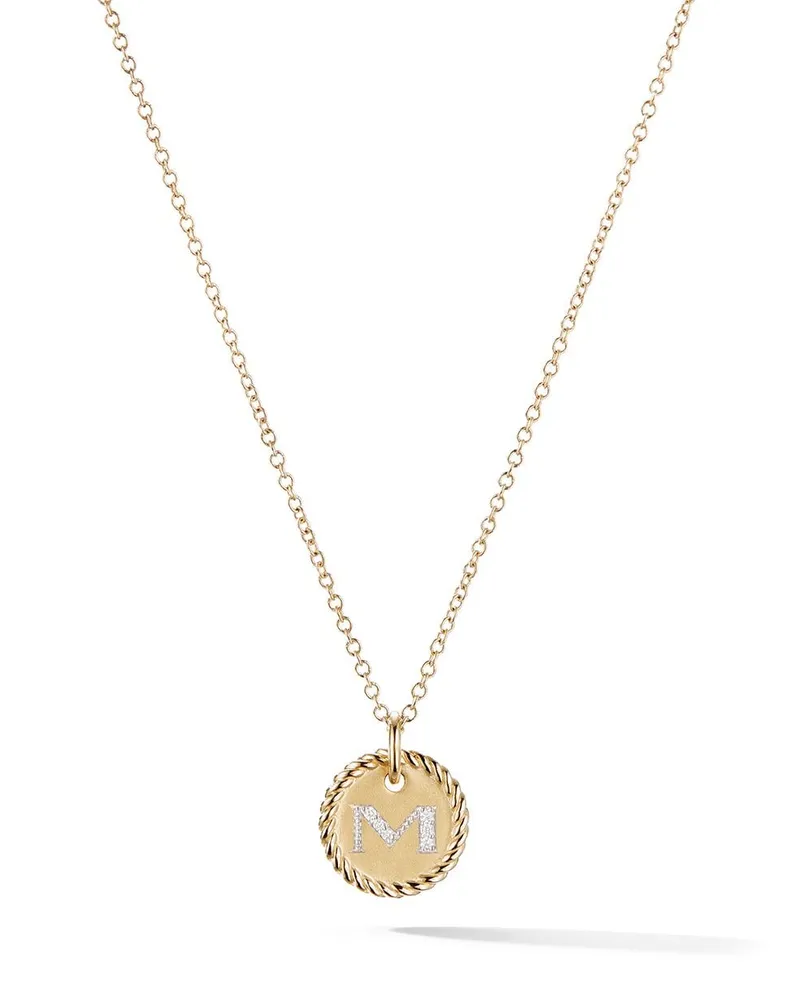 David Yurman 18kt M Initial Charm Gelbgoldhalskette mit Diamanten Gold