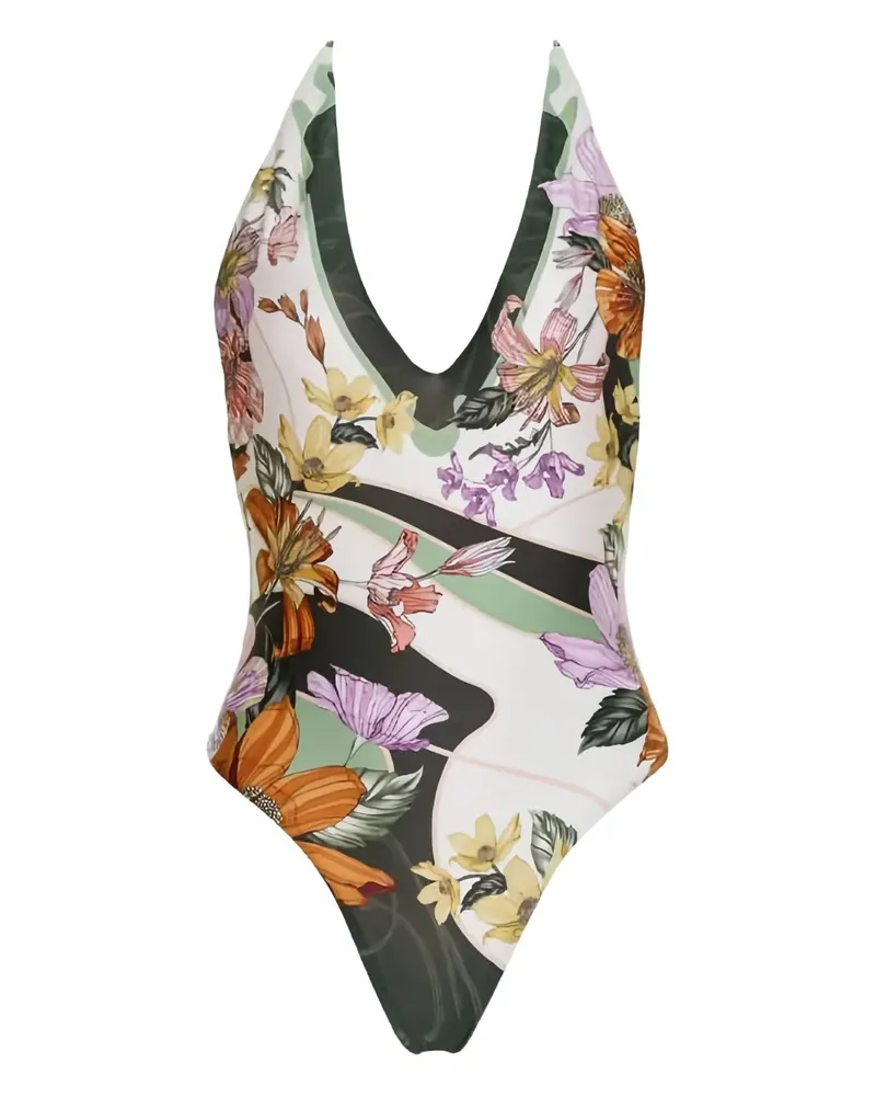 AGUA BENDITA Badeanzug mit Blumen-Print - Weiß Weiß
