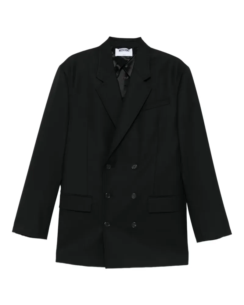 Moschino Doppelreihige Jacke aus Azetat - Schwarz Schwarz