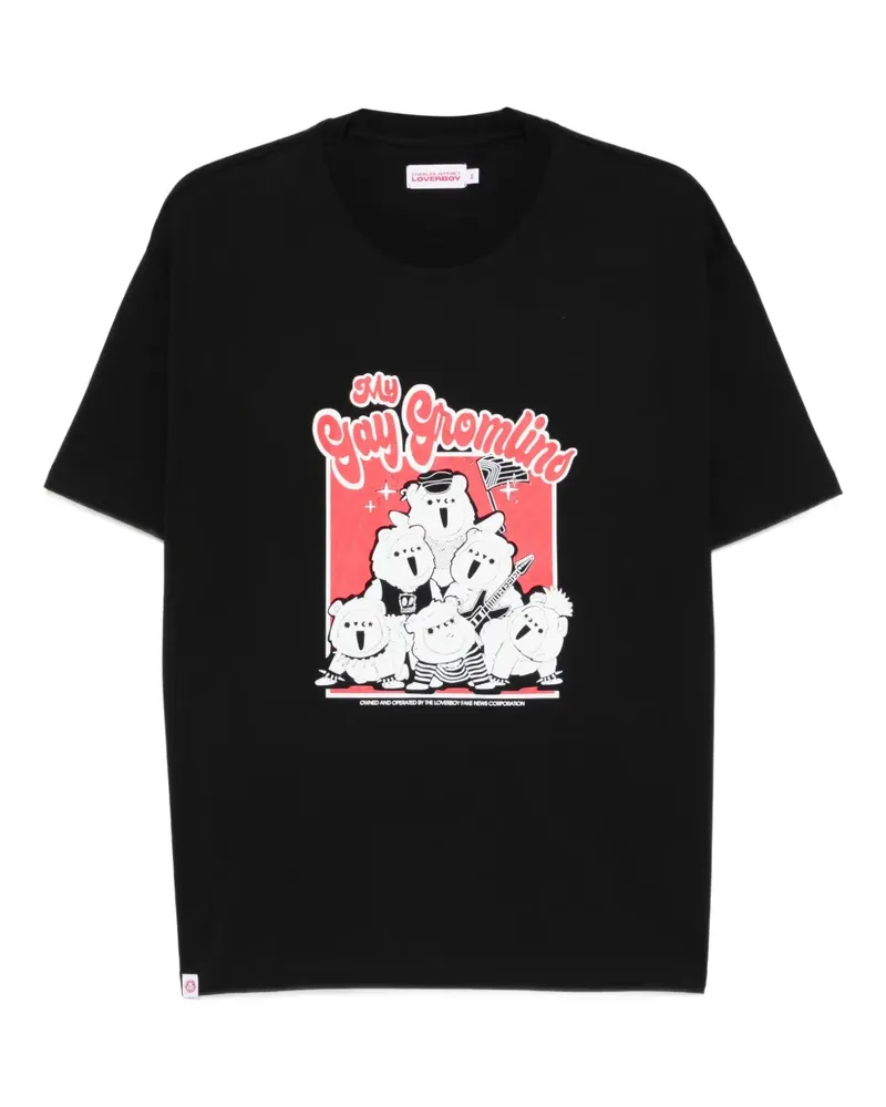 Charles Jeffrey Loverboy T-Shirt mit grafischem Bären-Print - Schwarz Schwarz
