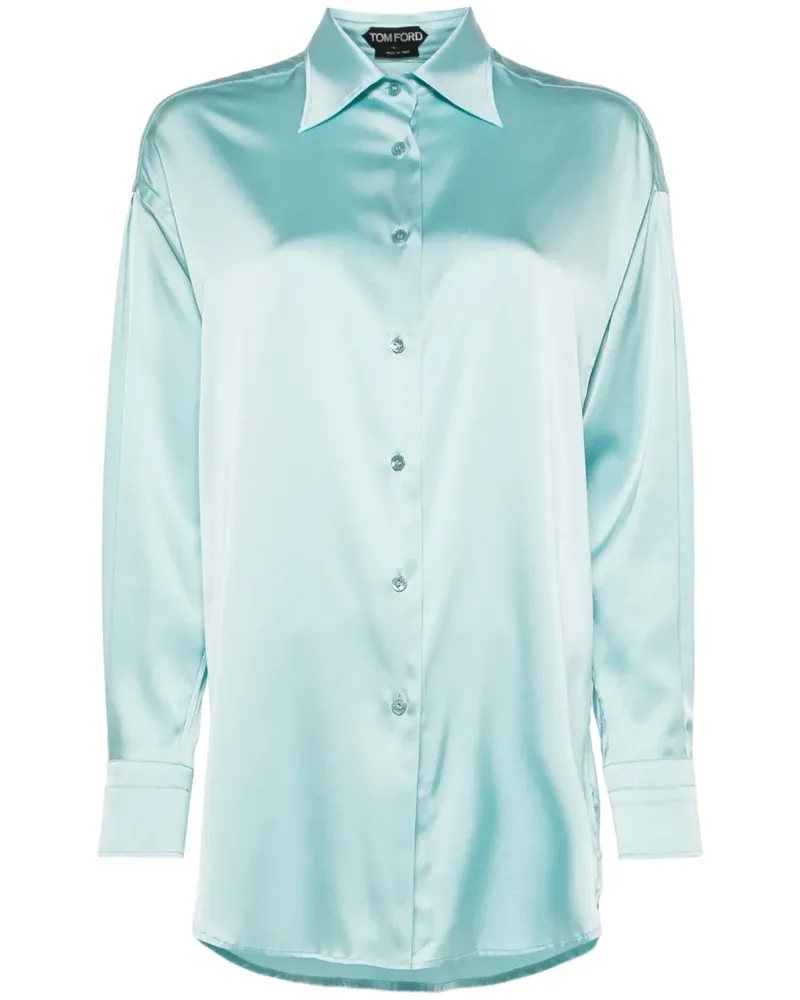 Tom Ford Hemd aus Seidensatin - Blau Blau