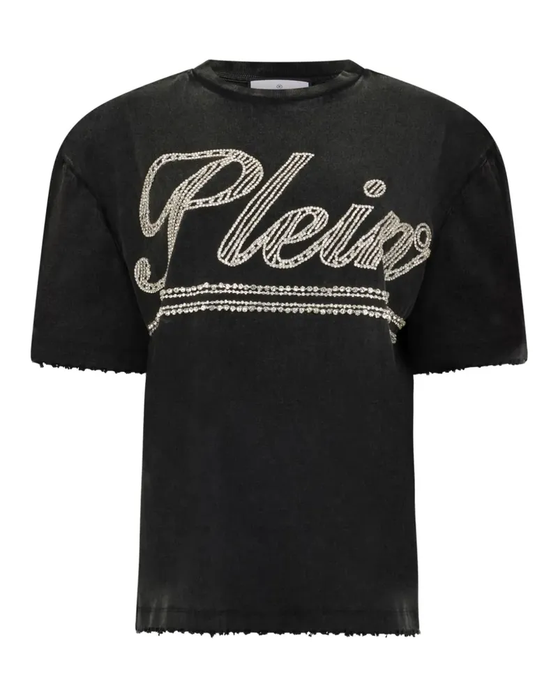 Philipp Plein T-Shirt mit Strasslogo - Schwarz Schwarz