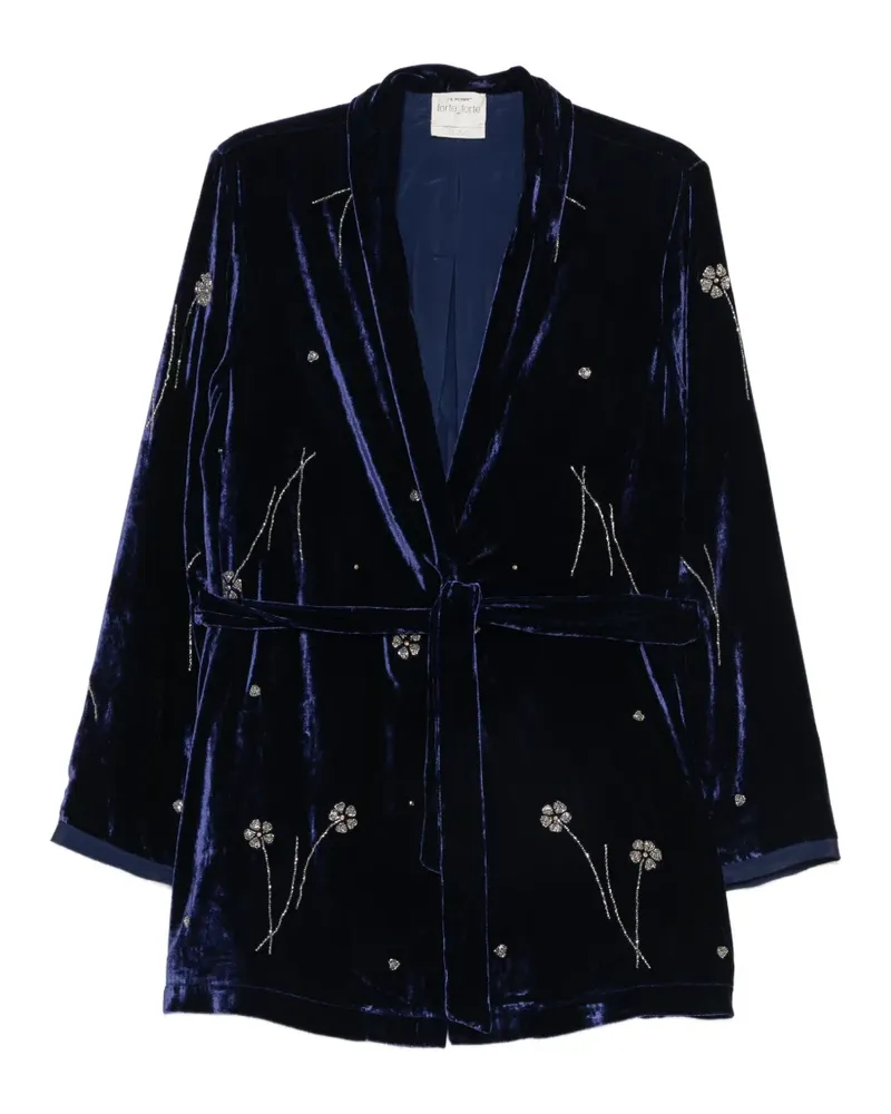 forte_forte Fleurs d'Orient Kimono mit Kristallen - Blau Blau