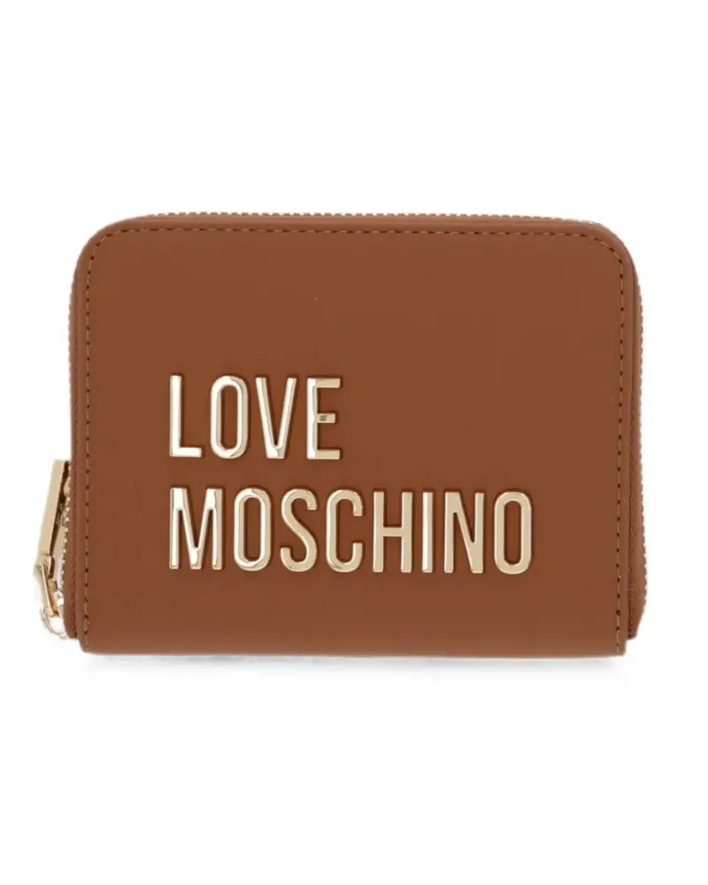 Moschino logo-plaque zip wallet - Braun Braun