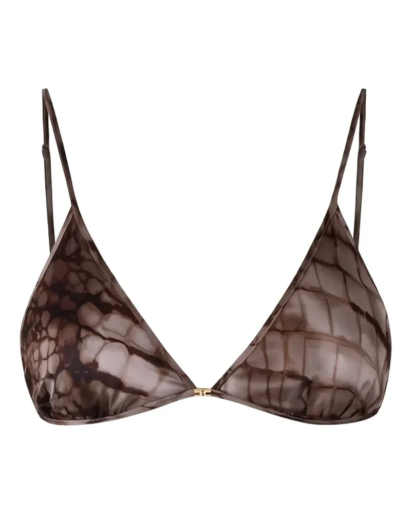 Elisabetta Franchi alligator-print bra - Braun Braun