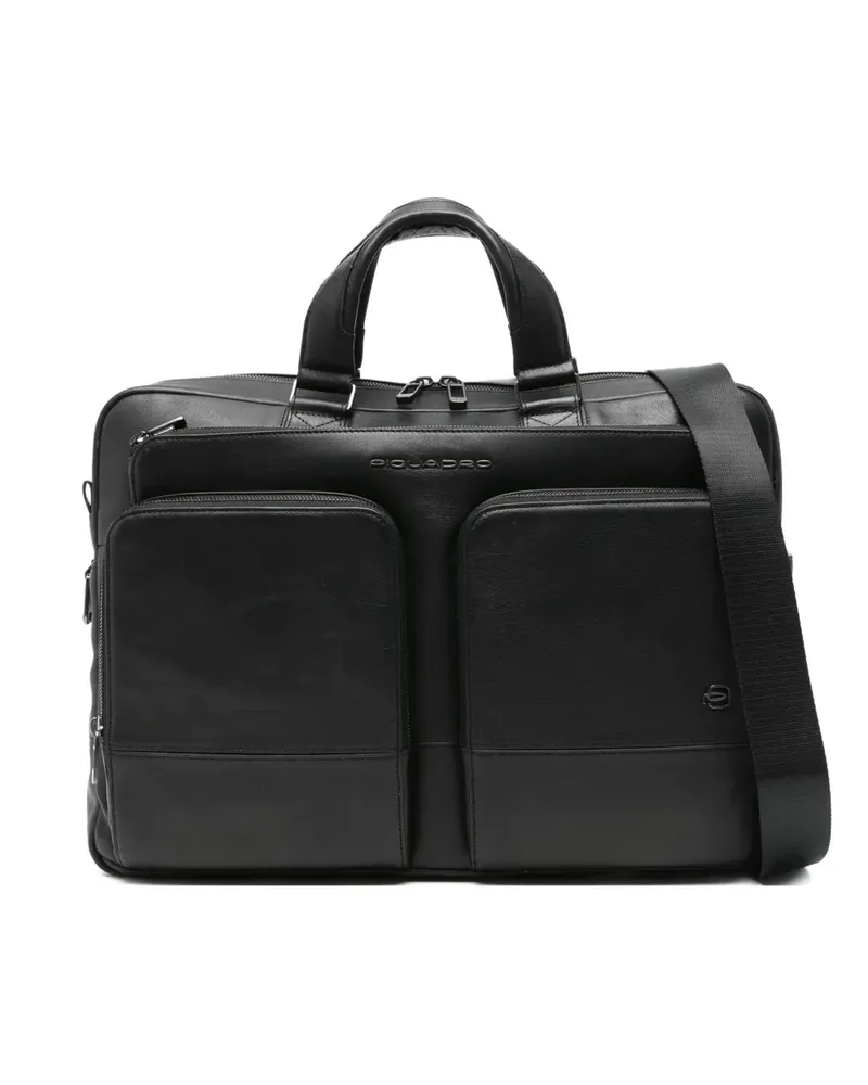 Piquadro logo-lettering briefcase - Schwarz Schwarz