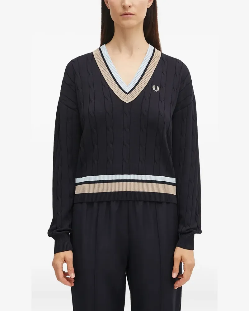 Fred Perry cable-knit V-neck sweater - Blau Blau