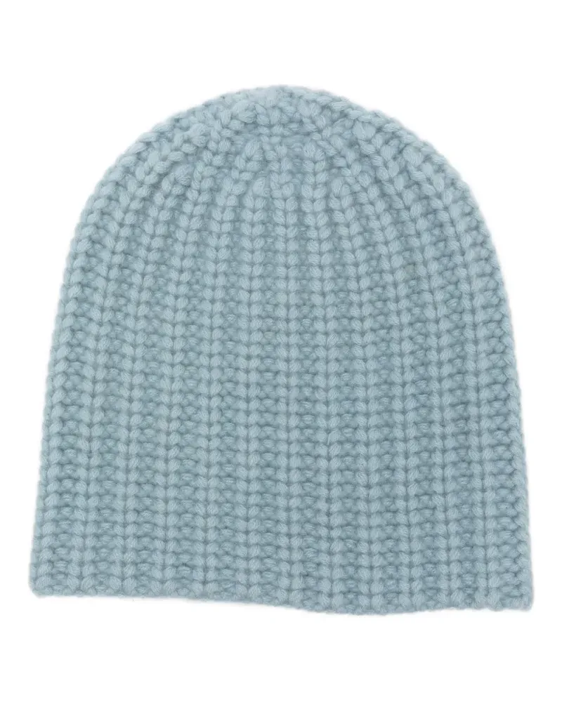 Liska Gerippte Michaela Beanie aus Kaschmir - Blau Blau