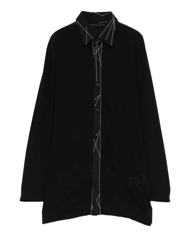 Yohji Yamamoto Bluse in Colour-Stitch-Optik - Schwarz Schwarz