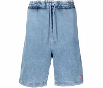 Jeans-Shorts mit Logo-Patch - Blau