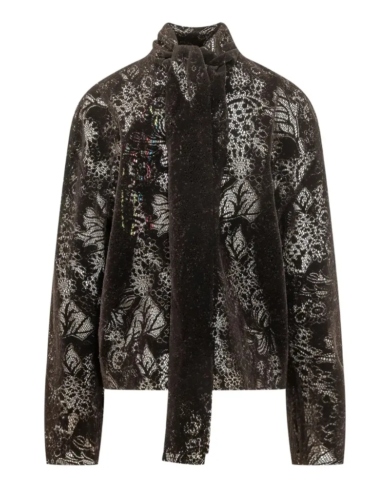 MSGM pussy-bow lace blouse - Braun Braun