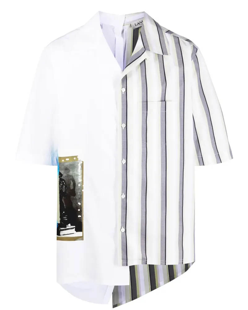 Lanvin Asymmetrisches Patchwork-Hemd - Weiß Weiß