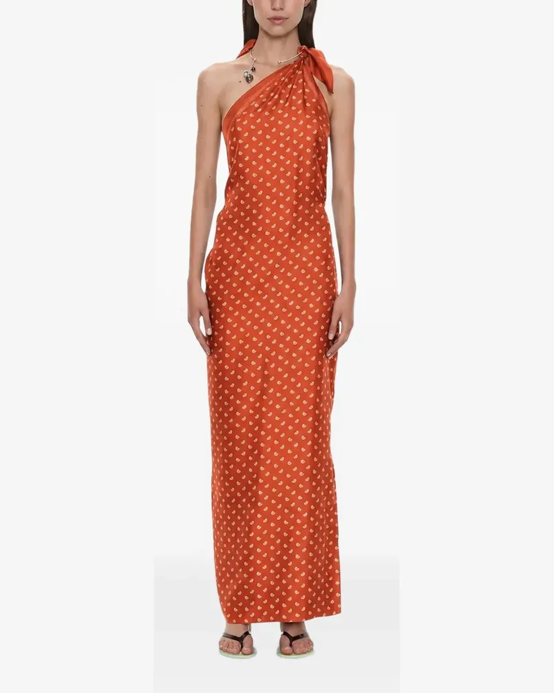 Christopher Esber one-shoulder bandana-print maxi dress - Orange Orange
